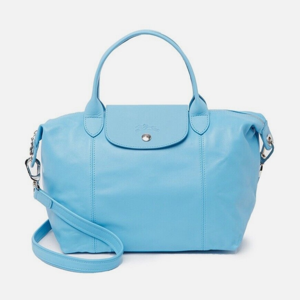 NWOT Luxury Preppy Travel RARE LONGCHAMP Le Pliage Leather Medium Tote/Crossbody - Picture 3 of 16
